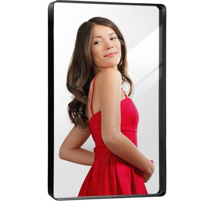 accesorio Best Choice Products Espejo de pared rectangular de 2 vías con esquinas redondeadas, película antiexplosión negro mate08BN360