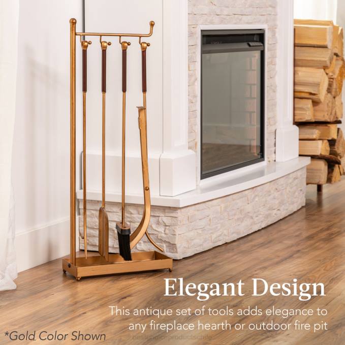 accesorio Best Choice Products Juego de herramientas antiguas para chimenea interior y exterior, moderno y contemporáneo, 5 piezas negro08BN668