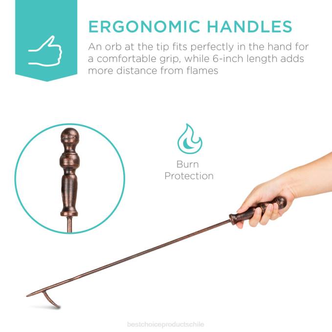 accesorio Best Choice Products Juego de herramientas para chimenea y brasero de interior y exterior de hierro rústico de 5 piezas con soporte cobre08BN704