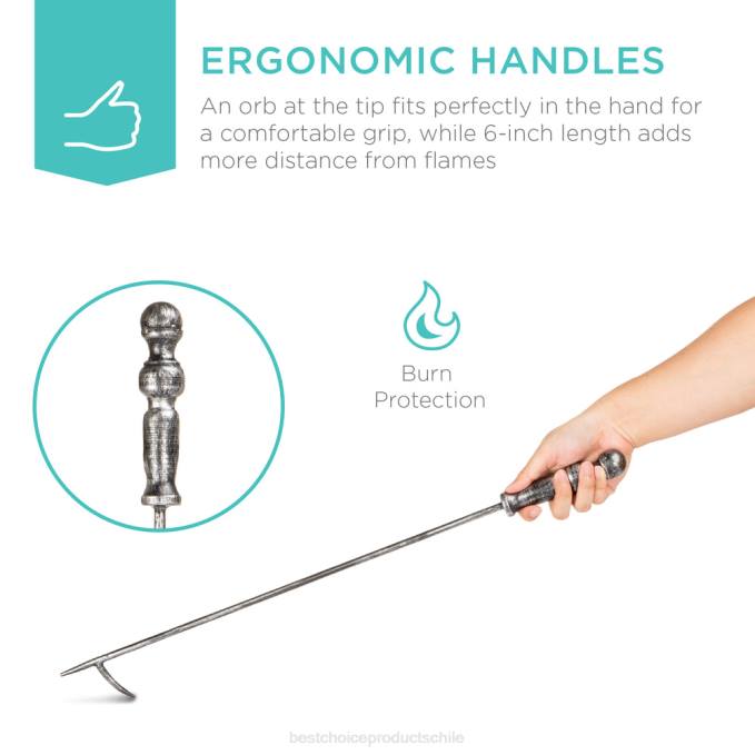 accesorio Best Choice Products Juego de herramientas para chimenea y brasero de interior y exterior de hierro rústico de 5 piezas con soporte estaño08BN705