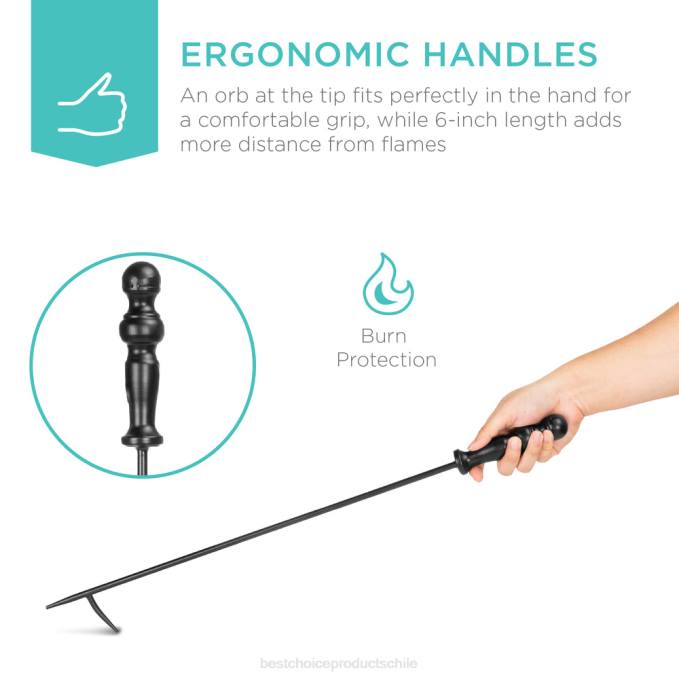 accesorio Best Choice Products Juego de herramientas para chimenea y brasero de interior y exterior de hierro rústico de 5 piezas con soporte negro08BN703