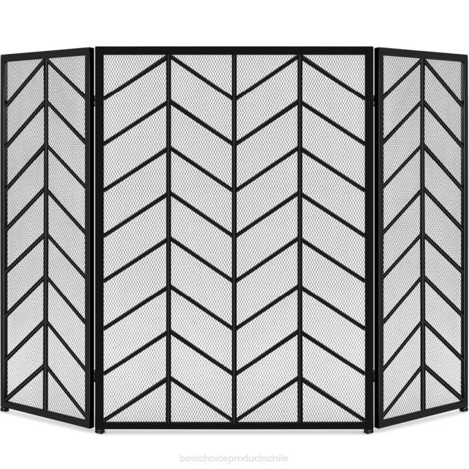 accesorio Best Choice Products Mampara de chimenea de hierro de 3 paneles con asas negro08BN1261