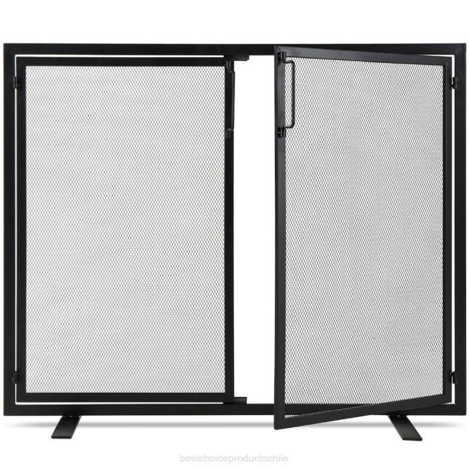 accesorio Best Choice Products Mampara para chimenea de hierro forjado de 2 puertas con puertas magnéticas negro08BN354
