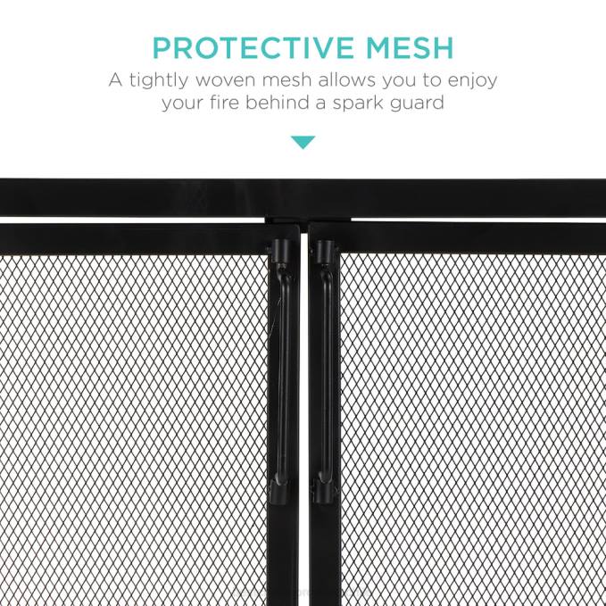 accesorio Best Choice Products Mampara para chimenea de hierro forjado de 2 puertas con puertas magnéticas negro08BN354