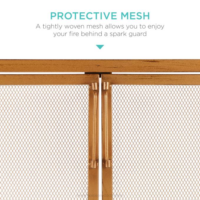 accesorio Best Choice Products Mampara para chimenea de hierro forjado de 2 puertas con puertas magnéticas oro08BN353