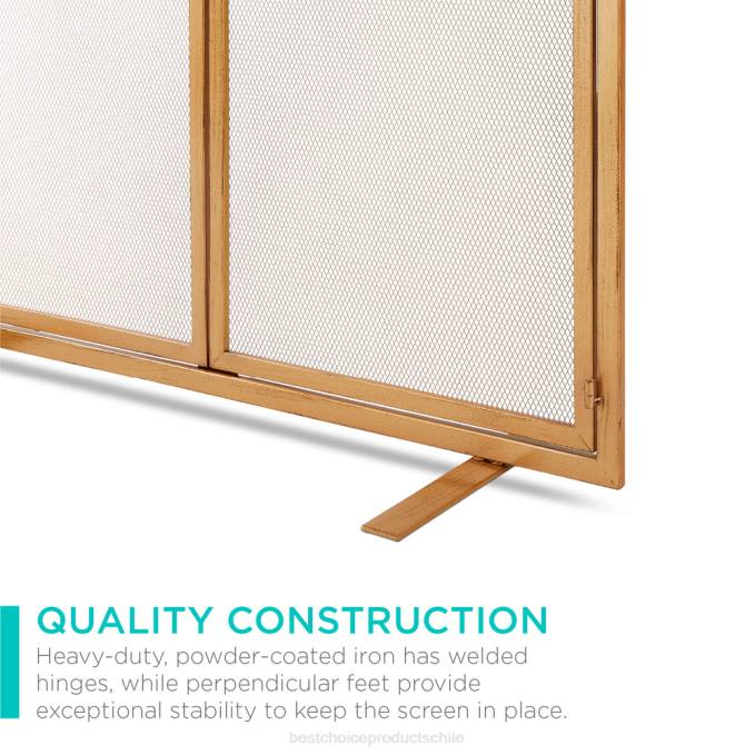 accesorio Best Choice Products Mampara para chimenea de hierro forjado de 2 puertas con puertas magnéticas oro08BN353