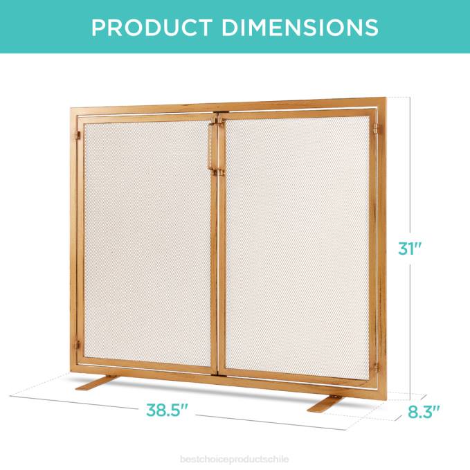 accesorio Best Choice Products Mampara para chimenea de hierro forjado de 2 puertas con puertas magnéticas oro08BN353