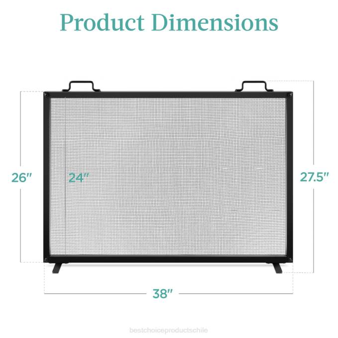accesorio Best Choice Products Pantalla de chimenea de malla de acero hecha a mano de un solo panel con asas negro08BN346