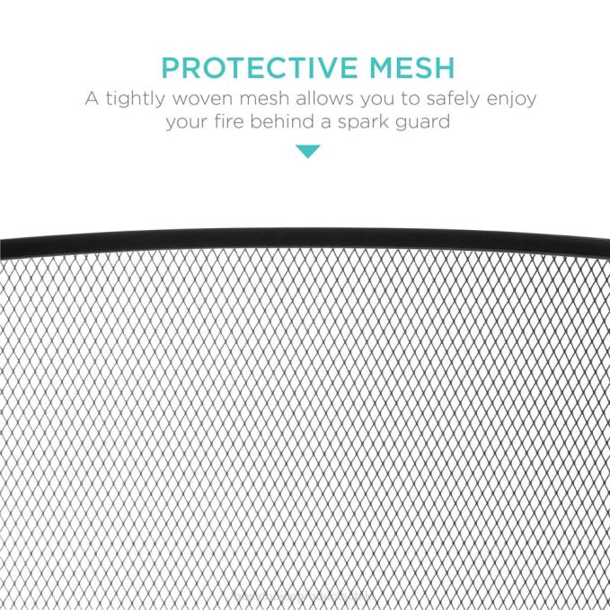 accesorio Best Choice Products Pantalla de chimenea de malla de acero simple de 3 paneles con acabado desgastado negro08BN660