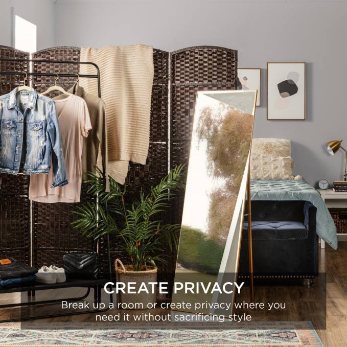 accesorio Best Choice Products Separador de ambientes de 6 pies de altura, pantalla de privacidad plegable con tejido de diamantes de 6 paneles moca oscuro08BN1283