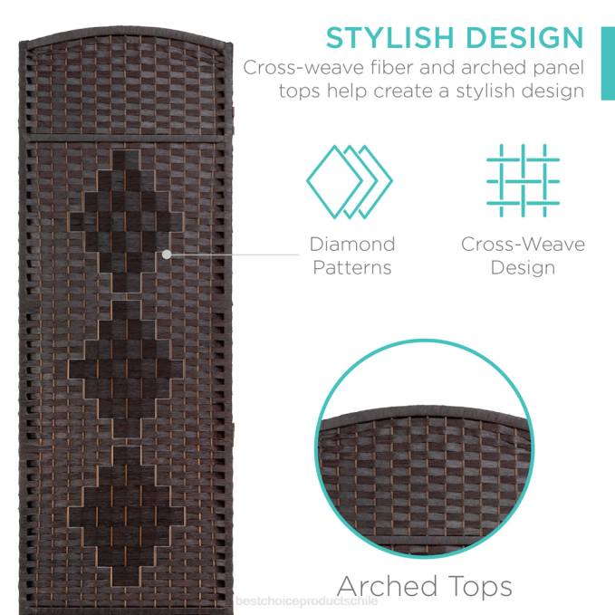 accesorio Best Choice Products Separador de ambientes de 6 pies de altura, pantalla de privacidad plegable con tejido de diamantes de 6 paneles moca oscuro08BN1283