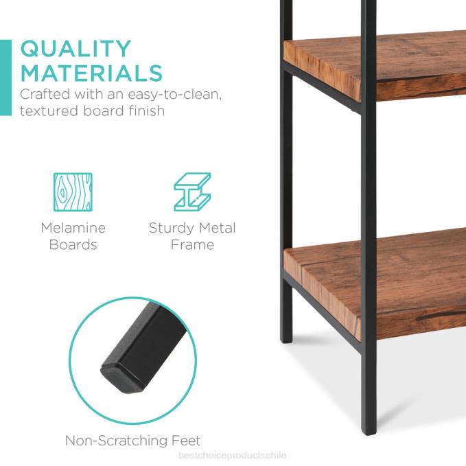 accesorio Best Choice Products Mesa consola con estantes de 3 niveles y gabinete, patas que no rayan marrón08BN701