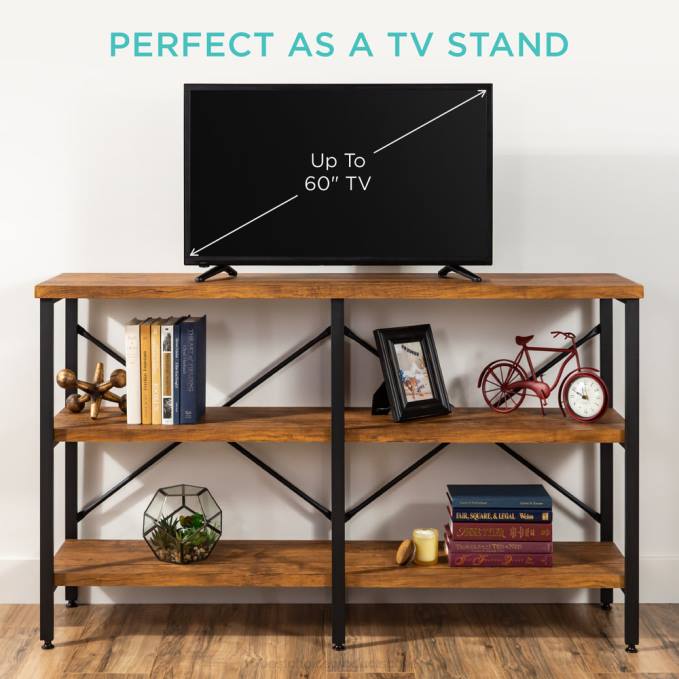 accesorio Best Choice Products Mesa consola de pasillo industrial de 3 niveles para sala de estar, entrada marrón08BN589