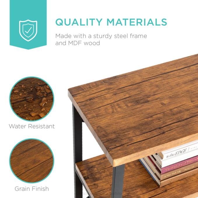 accesorio Best Choice Products Mesa consola de pasillo industrial de 3 niveles para sala de estar, entrada marrón08BN589