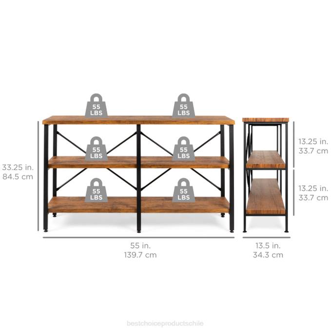 accesorio Best Choice Products Mesa consola de pasillo industrial de 3 niveles para sala de estar, entrada marrón08BN589