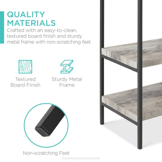 accesorio Best Choice Products Mesa consola industrial de 4 niveles con estantes altos gris08BN723