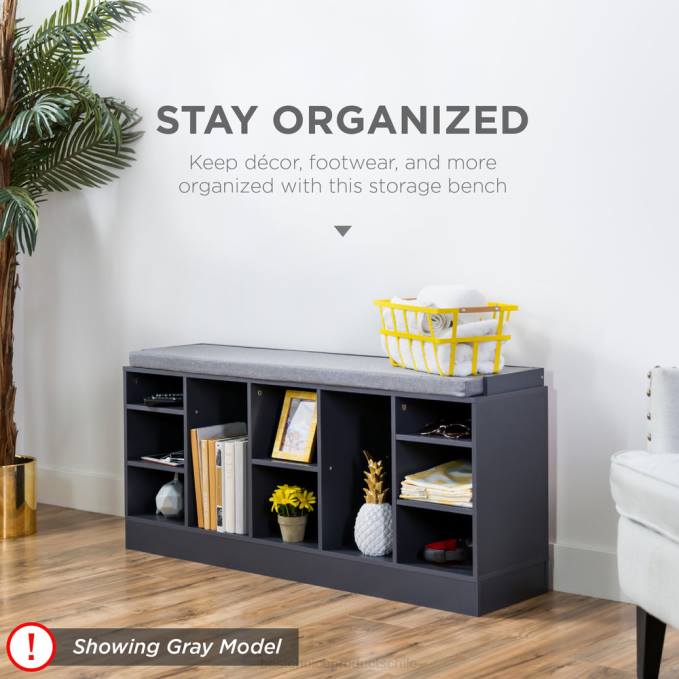 accesorio Best Choice Products banco para guardar zapatos con asiento acolchado, 10 cubículos blanco08BN1186