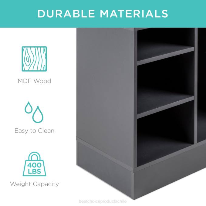 accesorio Best Choice Products banco para guardar zapatos con asiento acolchado, 10 cubículos gris08BN1185