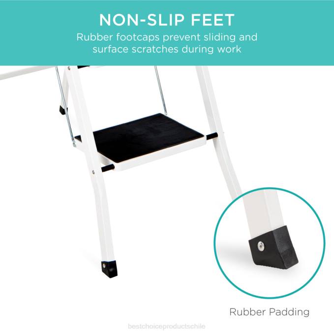 accesorio Best Choice Products Escalera plegable de acero de 4 escalones con pasamanos, escalones anchos, capacidad de 330 lb blanco08BN1182