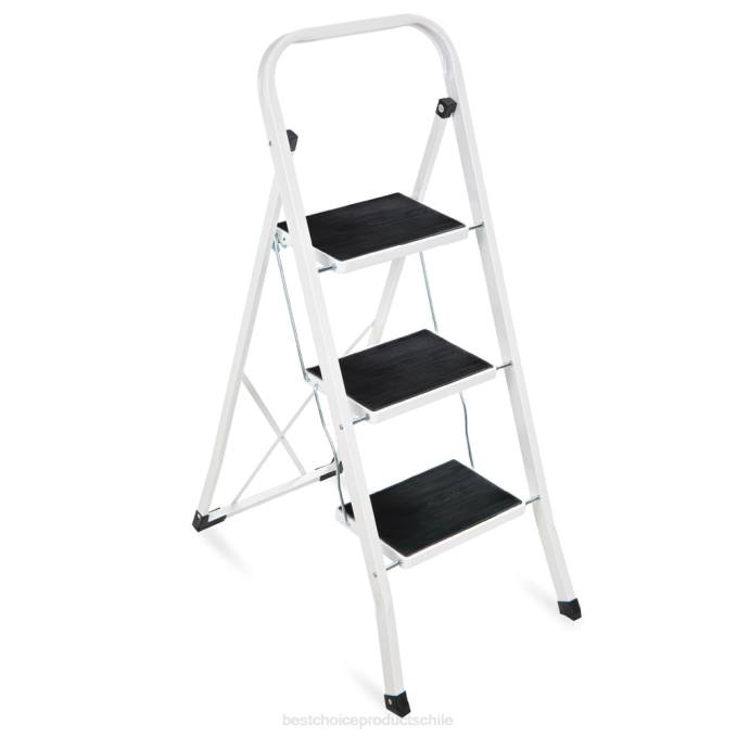 accesorio Best Choice Products Escalera plegable portátil de 3 escalones con pies antideslizantes, capacidad de 330 lb blanco08BN1240