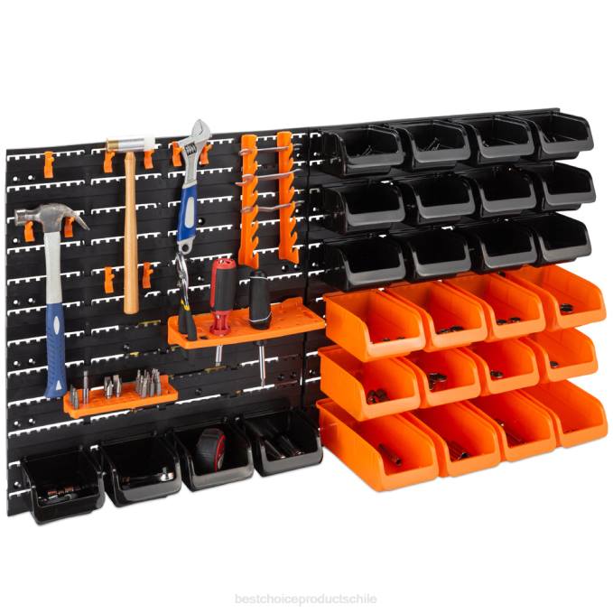 accesorio Best Choice Products Estante de almacenamiento de garaje montado en la pared de 44 piezas, organizador de herramientas negro/naranja08BN1176