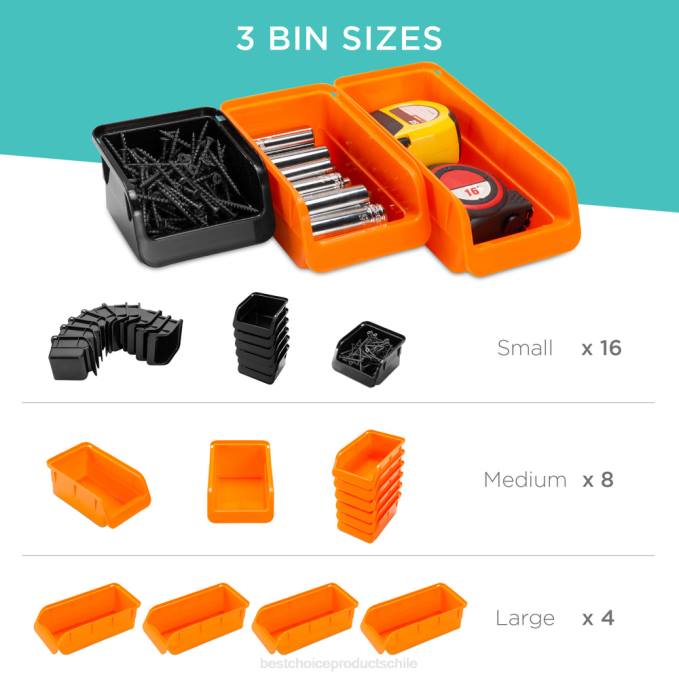 accesorio Best Choice Products Estante de almacenamiento de garaje montado en la pared de 44 piezas, organizador de herramientas negro/naranja08BN1176