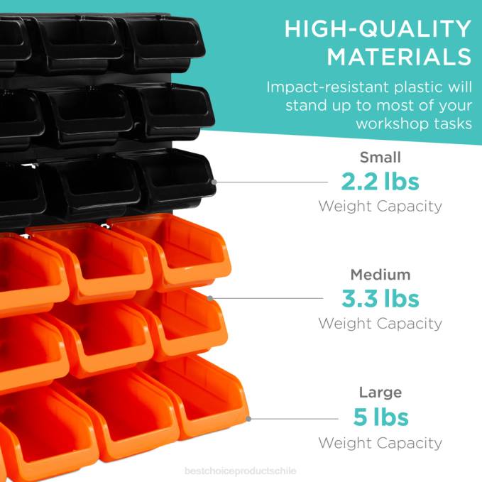 accesorio Best Choice Products Estante de almacenamiento de garaje montado en la pared de 44 piezas, organizador de herramientas negro/naranja08BN1176