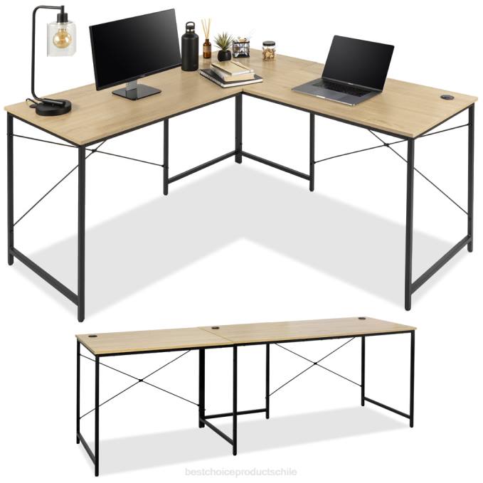 accesorio Best Choice Products Escritorio de oficina modular en forma de L con configuración personalizable roble/negro08BN1228