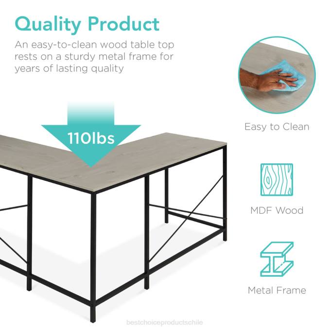 accesorio Best Choice Products Escritorio para computadora en forma de L, estación de trabajo de estudio con estantería de almacenamiento abierta de 5 niveles gris negro08BN648