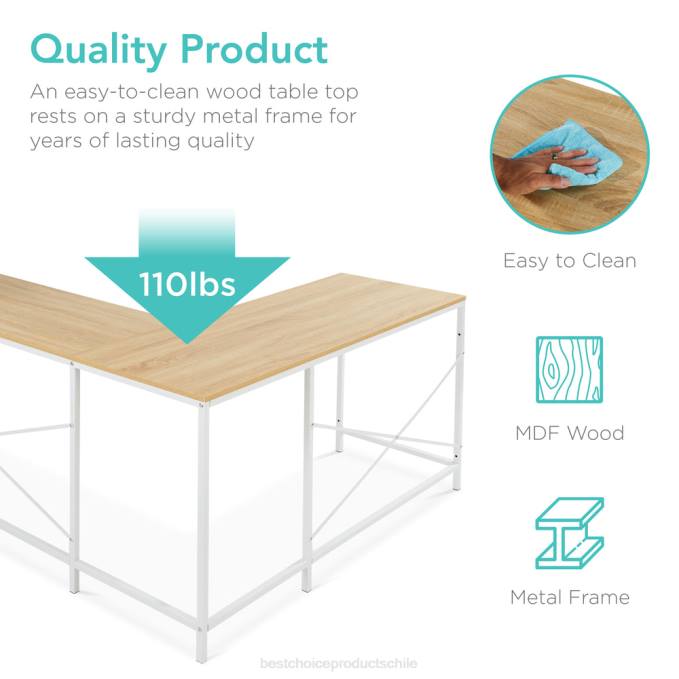 accesorio Best Choice Products Escritorio para computadora en forma de L, estación de trabajo de estudio con estantería de almacenamiento abierta de 5 niveles roble blanco08BN649