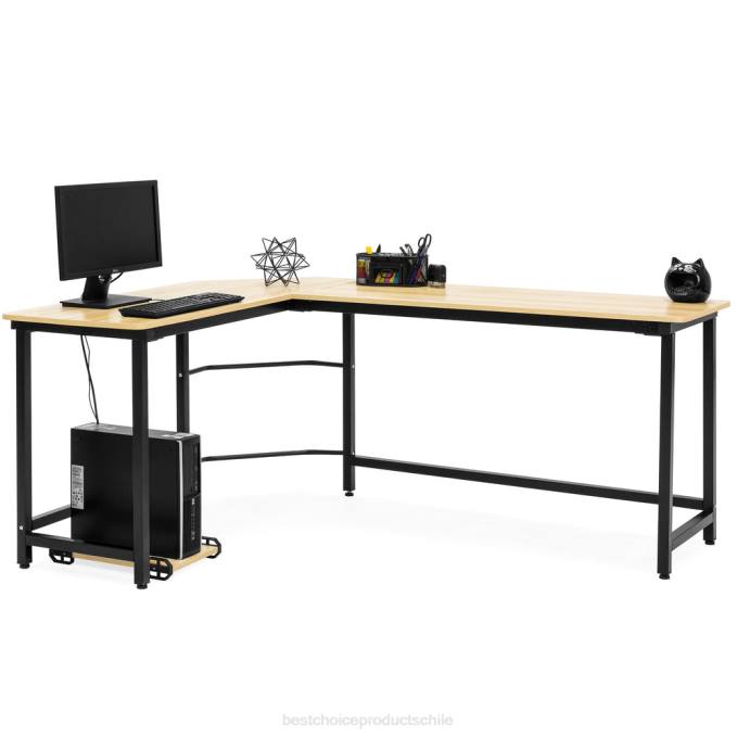 accesorio Best Choice Products Mesa de trabajo esquinera moderna en forma de L para ordenador con soporte para CPU marrón08BN363