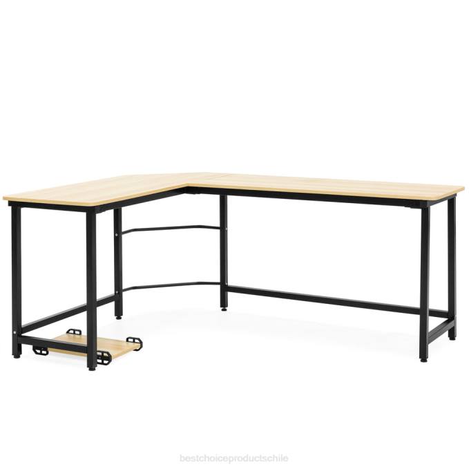 accesorio Best Choice Products Mesa de trabajo esquinera moderna en forma de L para ordenador con soporte para CPU marrón08BN363