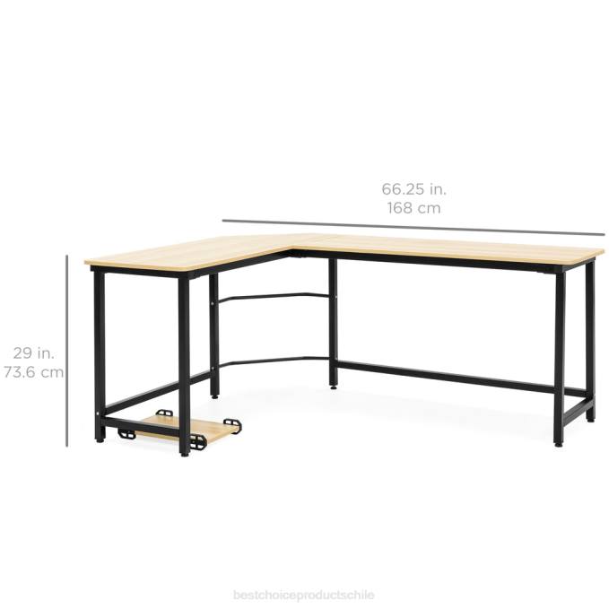 accesorio Best Choice Products Mesa de trabajo esquinera moderna en forma de L para ordenador con soporte para CPU marrón08BN363