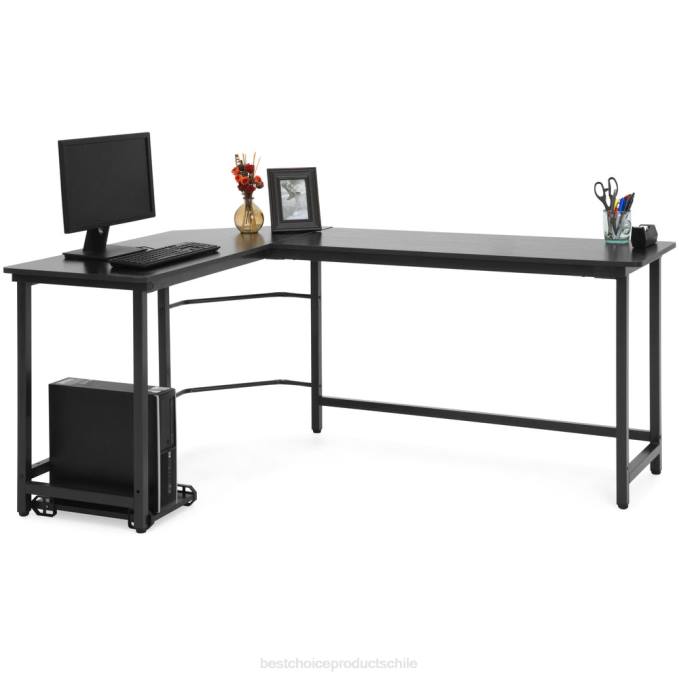 accesorio Best Choice Products Mesa de trabajo esquinera moderna en forma de L para ordenador con soporte para CPU negro08BN364