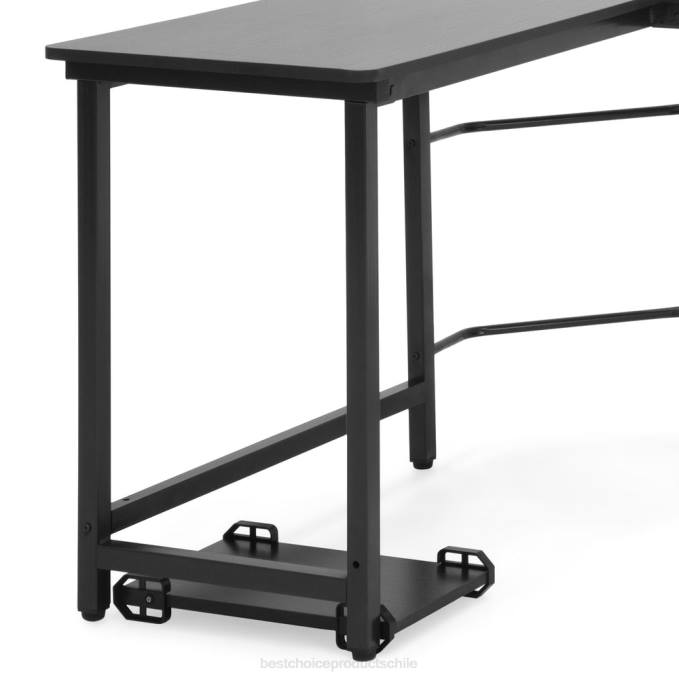 accesorio Best Choice Products Mesa de trabajo esquinera moderna en forma de L para ordenador con soporte para CPU negro08BN364