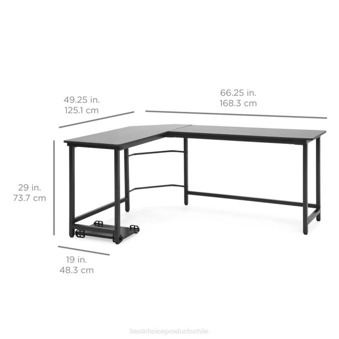accesorio Best Choice Products Mesa de trabajo esquinera moderna en forma de L para ordenador con soporte para CPU negro08BN364