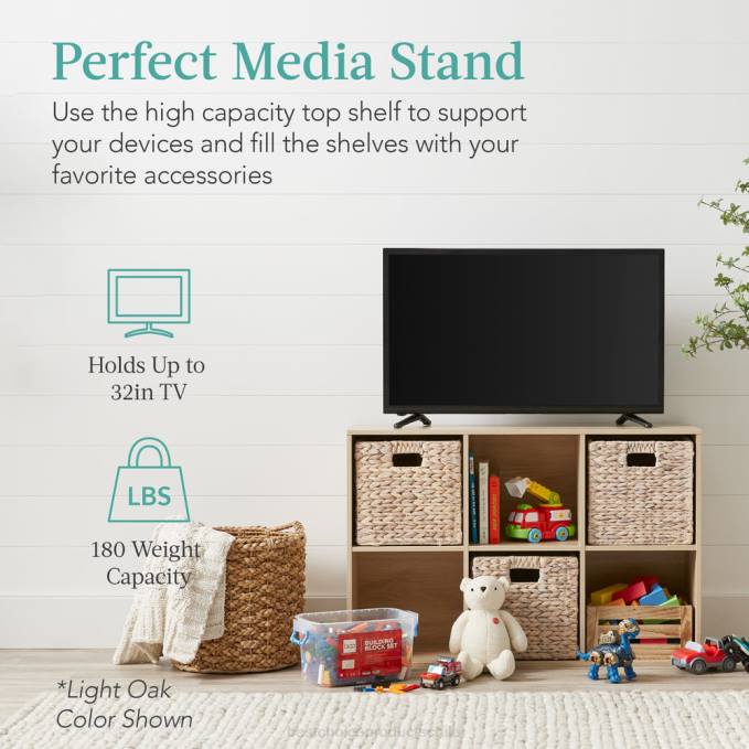 accesorio Best Choice Products Estantería de 6 cubos, pantalla de almacenamiento de 11 pulgadas con paneles extraíbles, personalizable blanco08BN378