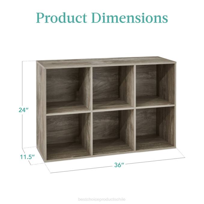 accesorio Best Choice Products Estantería de 6 cubos, pantalla de almacenamiento de 11 pulgadas con paneles extraíbles, personalizable gris08BN379