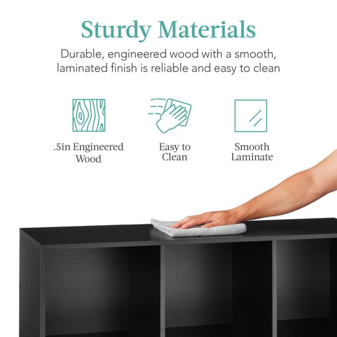 accesorio Best Choice Products Estantería de 6 cubos, pantalla de almacenamiento de 11 pulgadas con paneles extraíbles, personalizable negro08BN377