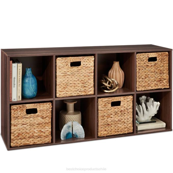 accesorio Best Choice Products Estantería de 8 cubos, pantalla de almacenamiento de 11 pulgadas con paneles extraíbles, personalizable nuez08BN380