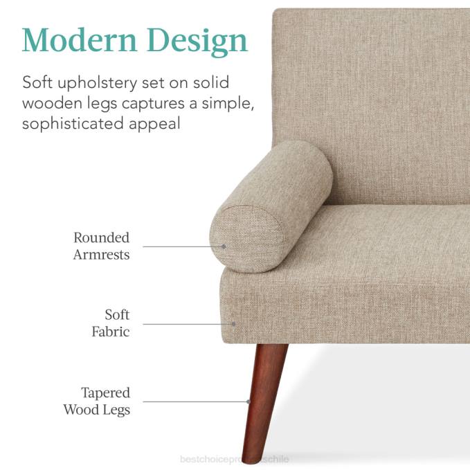 accesorio Best Choice Products Futón convertible tapizado en tela con apoyabrazos redondeados, 2 portavasos arena08BN684