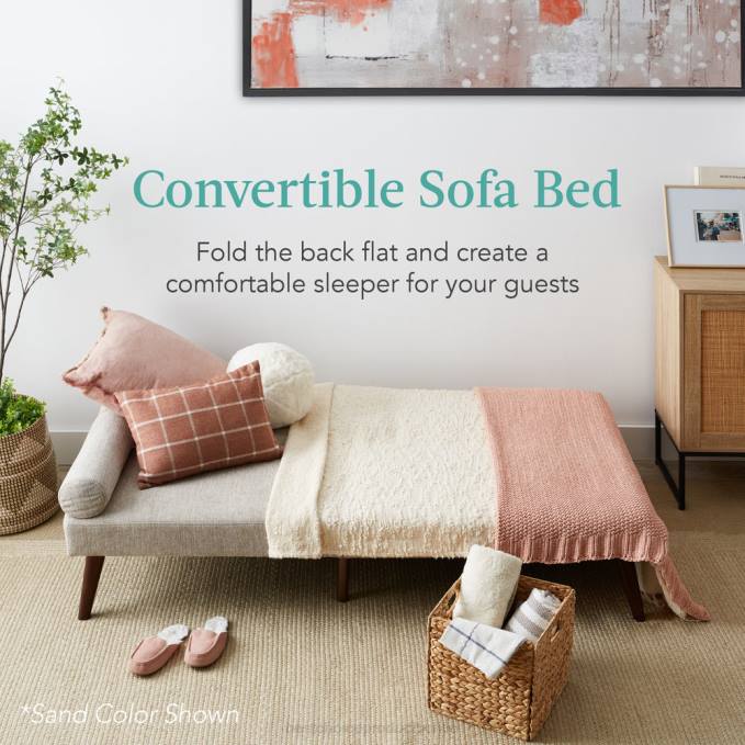 accesorio Best Choice Products Futón convertible tapizado en tela con apoyabrazos redondeados, 2 portavasos gris08BN686