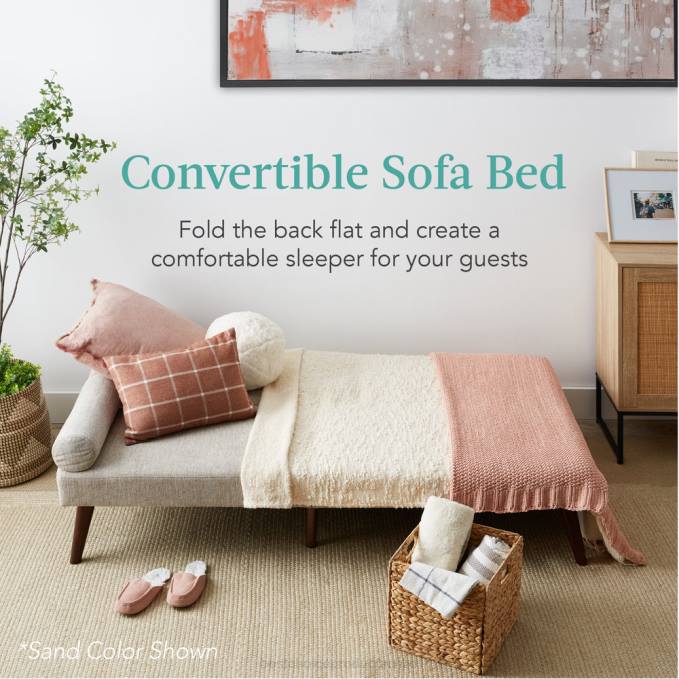 accesorio Best Choice Products Futón convertible tapizado en tela con apoyabrazos redondeados, 2 portavasos negro08BN685