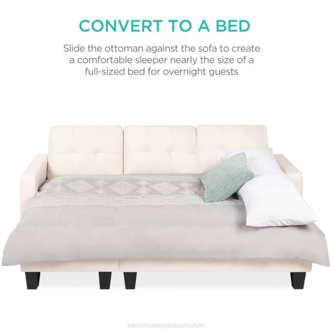 accesorio Best Choice Products Juego de sofás de piel sintética personalizables en forma de L con banco otomano blanco08BN671