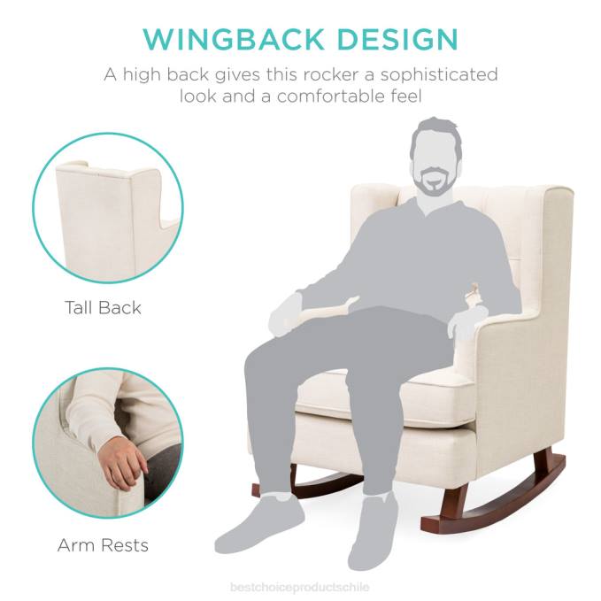 accesorio Best Choice Products Mecedora con respaldo tapizado y capitoné beige08BN1225