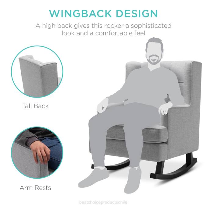 accesorio Best Choice Products Mecedora con respaldo tapizado y capitoné gris08BN1226