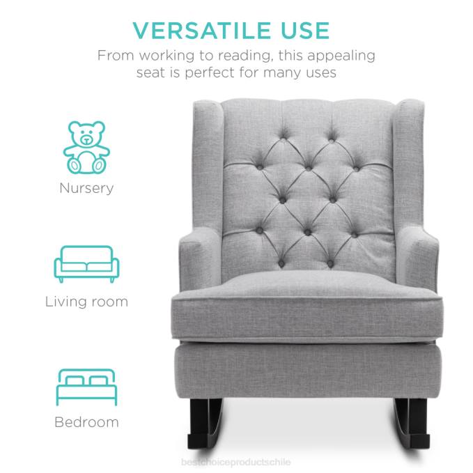 accesorio Best Choice Products Mecedora con respaldo tapizado y capitoné gris08BN1226