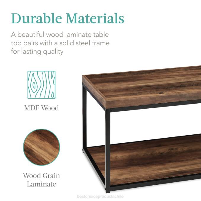 accesorio Best Choice Products Mesa de centro con bandeja rectangular de 2 niveles con estructura de metal y estante marrón08BN731