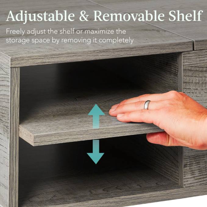 accesorio Best Choice Products Mesa de centro moderna de madera de mediados de siglo con tapa elevable y estante extraíble gris08BN694