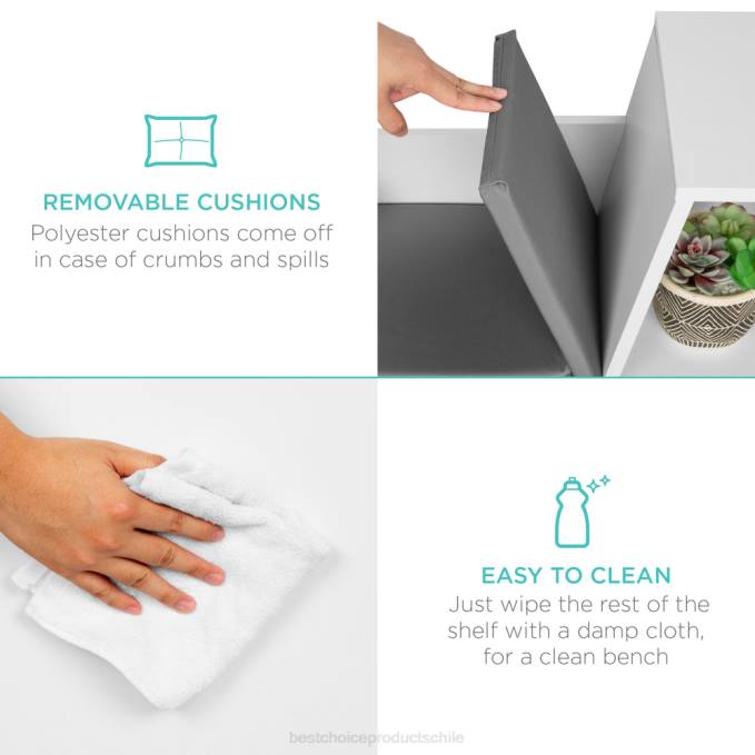 accesorio Best Choice Products Muebles de librería infantil de 6 cubículos con rincón de lectura acolchado blanco08BN734